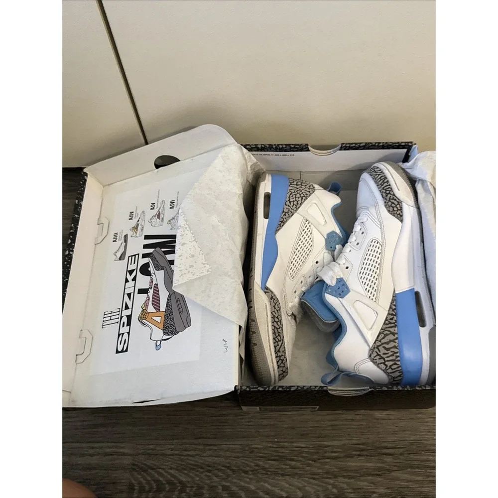 Air Jordan Spizike Low UNC Sneakers Men's Size 8 White And Blue Shoes